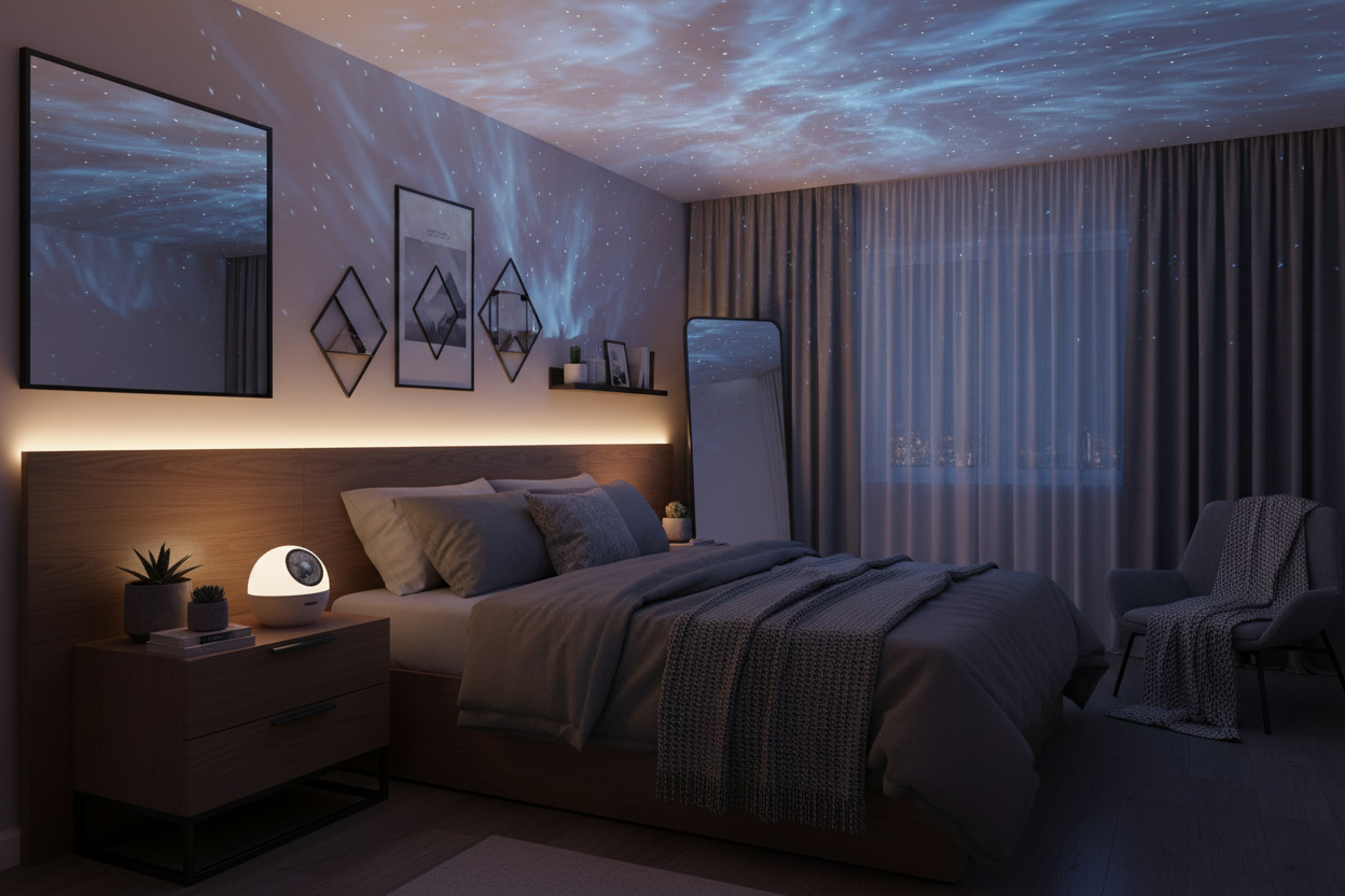 Star Projector in Cozy Bedroom